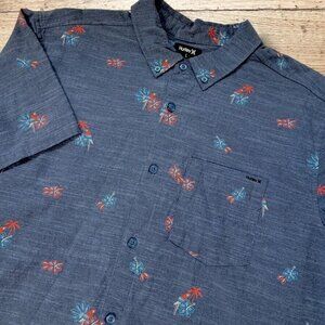 Hurley One and Only Stretch Floral Parrot Print Short Sleeve Shirt NWT Large